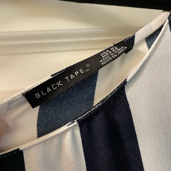 Black Tape Women's Blue & White Peplum Top - Picture 3 of 3